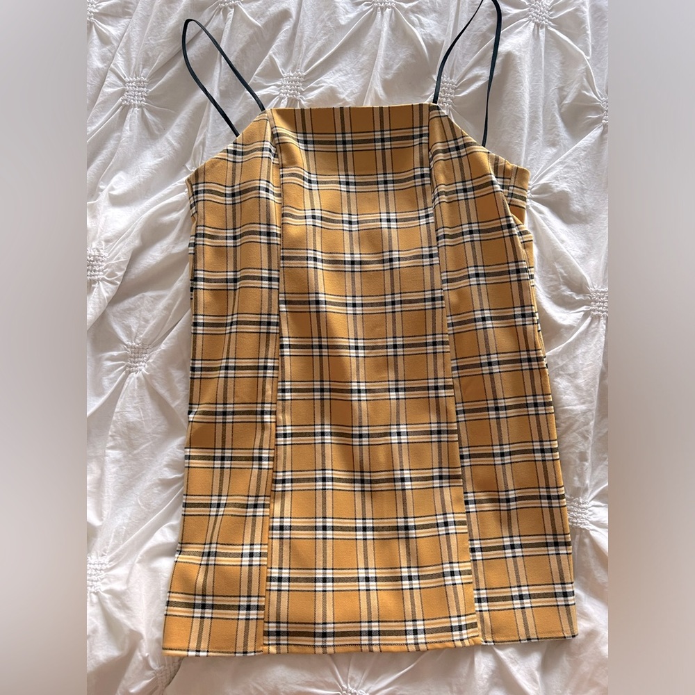 Urban Outfitters yellow plaid mini dress